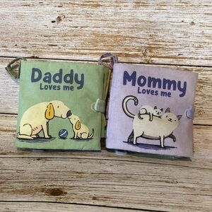 Jellycat LOT Mommy-Daddy Loves Activity Toy Soft Crinkle Plush Book BUNDLE